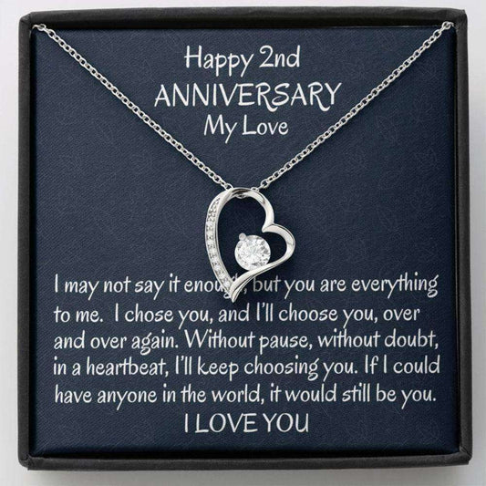 Wife Necklace, 2Nd Wedding Anniversary Necklace Gift For Wife, Two Year Anniversary Necklace Gift For Her Anniversary For Karwa Chauth Rakva