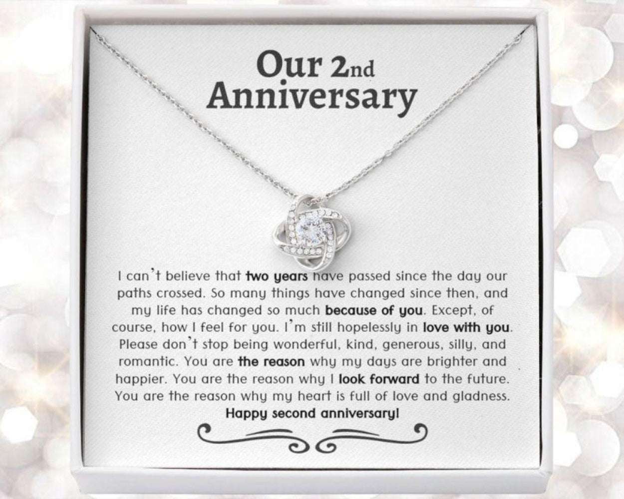 Wife Necklace, 2Nd Wedding Anniversary Necklace Gift, Two Year Anniversary, Gift For Wife, Girlfriend For Karwa Chauth Rakva