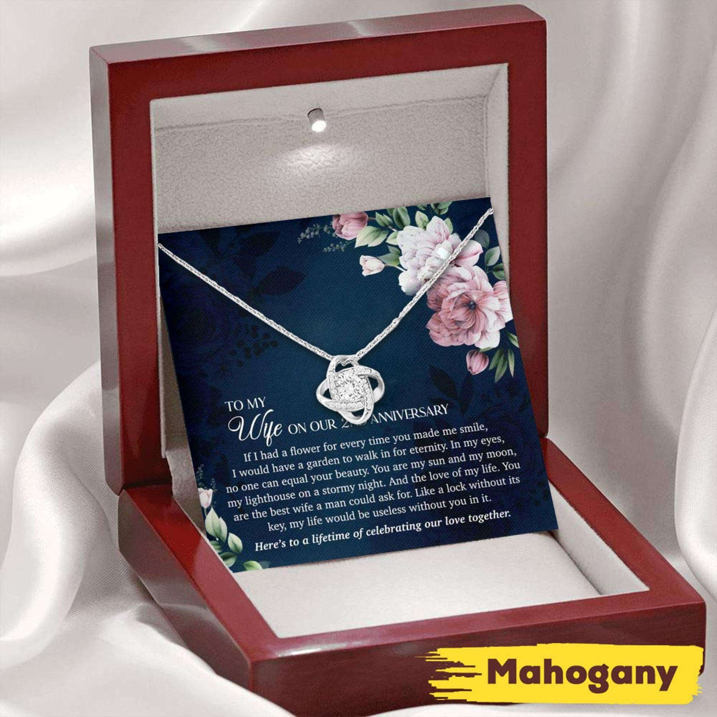 Wife Necklace, 2Nd Years Wedding Anniversary Necklace Gift For Wife, Two Year Anniversary Gifts For Karwa Chauth Rakva