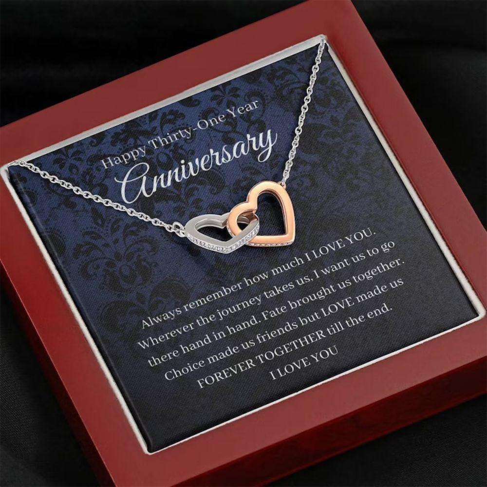 Wife Necklace, 31St Wedding Anniversary Necklace Gift For Wife Travel Anniversary Thirty First For Karwa Chauth Rakva