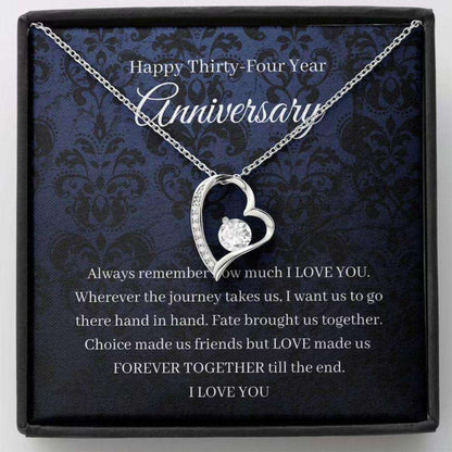 Wife Necklace, 34Th Wedding Anniversary Necklace Gift For Wife Food Anniversary Thirty Fourth 34 Year For Karwa Chauth Rakva