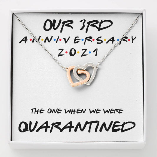 Wife Necklace, 3Rd Anniversary Necklace Gift For Wife “ Our 3Rd Annivesary 2021 Quarantined For Karwa Chauth Rakva