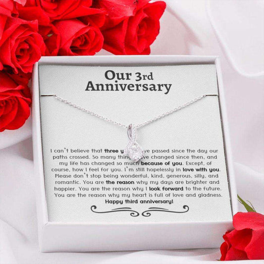 Wife Necklace, 3Rd Wedding Anniversary Necklace Gift, Three Year Anniversary, Gift For Wife For Karwa Chauth Rakva