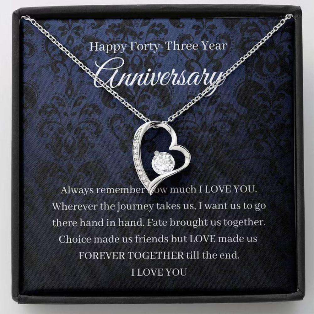 Wife Necklace, 43Rd Wedding Anniversary Necklace Gift For Wife Entertainment Anniversary Forty Third 43 Year For Karwa Chauth Rakva