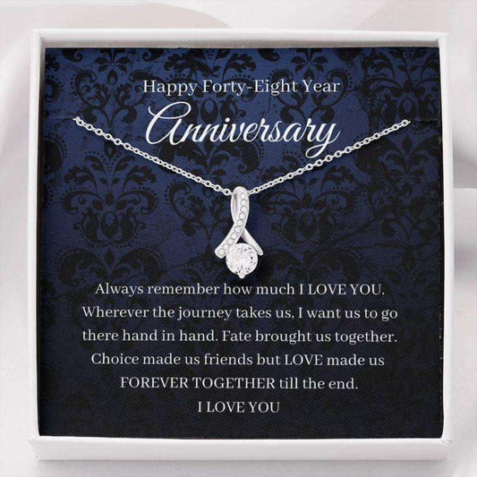 Wife Necklace, 48Th Wedding Anniversary Necklace Gift For Wife Home Improvement Forty Eightieth 48 Year For Karwa Chauth Rakva