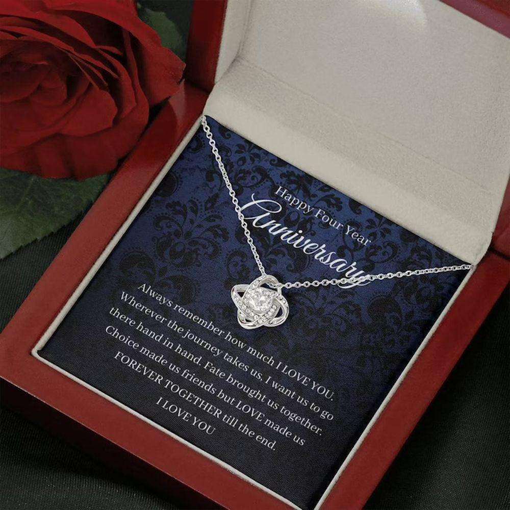 Wife Necklace, 4Th Wedding Anniversary Necklace Gift For Wife Flowers Anniversary Fourth Anniversary For Karwa Chauth Rakva