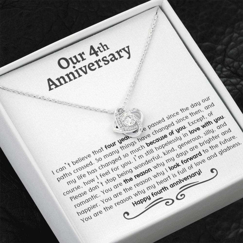 Wife Necklace, 4Th Wedding Anniversary Necklace Gift, Four Year Anniversary, Gift For Wife For Karwa Chauth Rakva