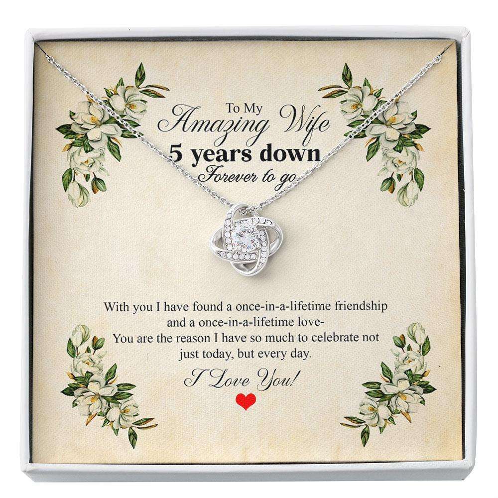 Wife Necklace, 5 Years Down & Forever To Go 5Th Wedding Anniversary Necklace Gift, Fifth Anniversary For Wife Custom Necklace For Karwa Chauth Rakva