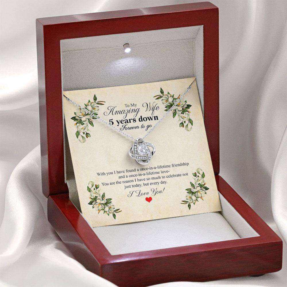 Wife Necklace, 5 Years Down & Forever To Go 5Th Wedding Anniversary Necklace Gift, Fifth Anniversary For Wife Custom Necklace For Karwa Chauth Rakva