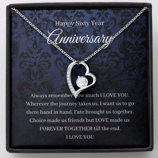 Wife Necklace, 60Th Wedding Anniversary Necklace Gift For Wife Diamond Anniversary Sixtieth 60 Year For Karwa Chauth Rakva