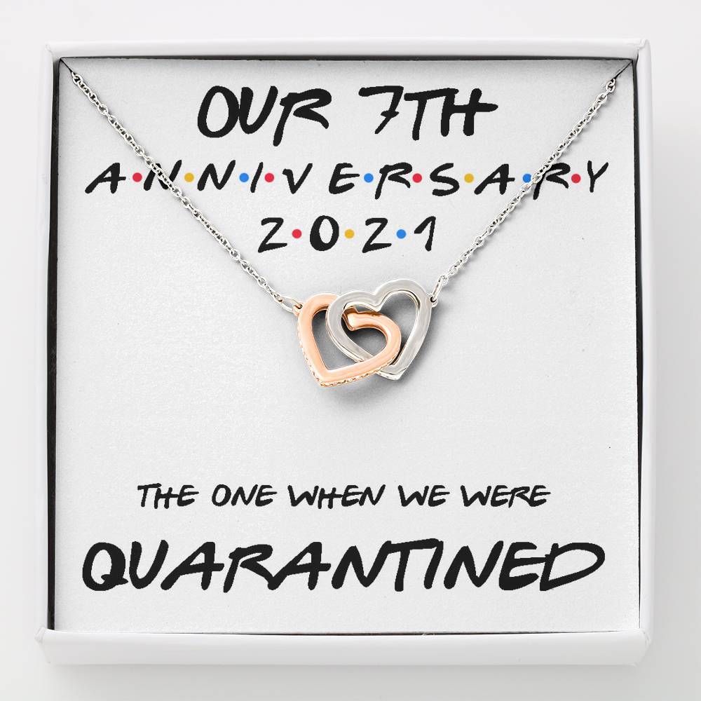 Wife Necklace, 7Th Anniversary Necklace Gift For Wife “ Our 7Th Annivesary 2021 Quarantined For Karwa Chauth Rakva