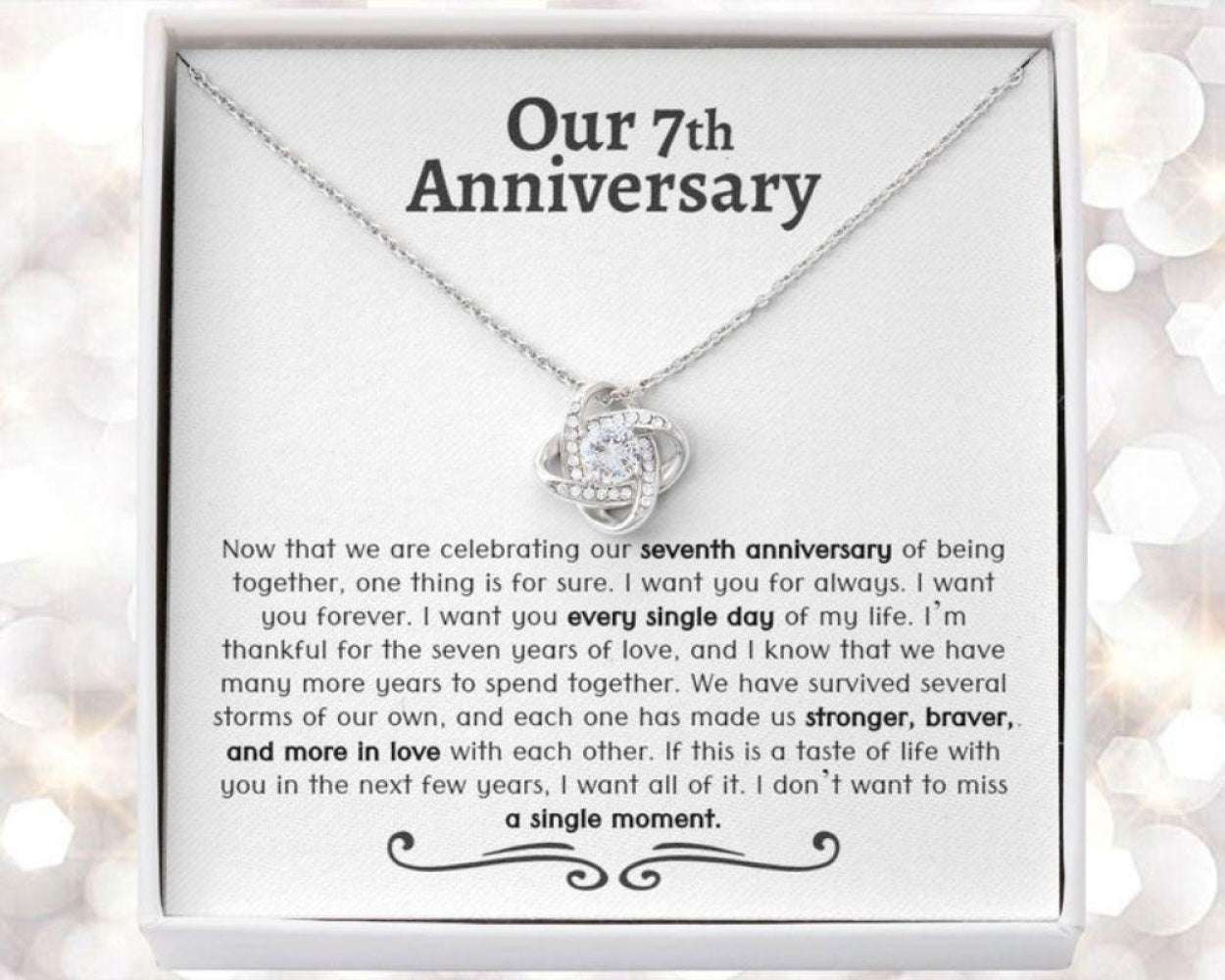 Wife Necklace, 7Th Wedding Anniversary Necklace Gift, Seven Year Anniversary, Gift For Wife For Karwa Chauth Rakva