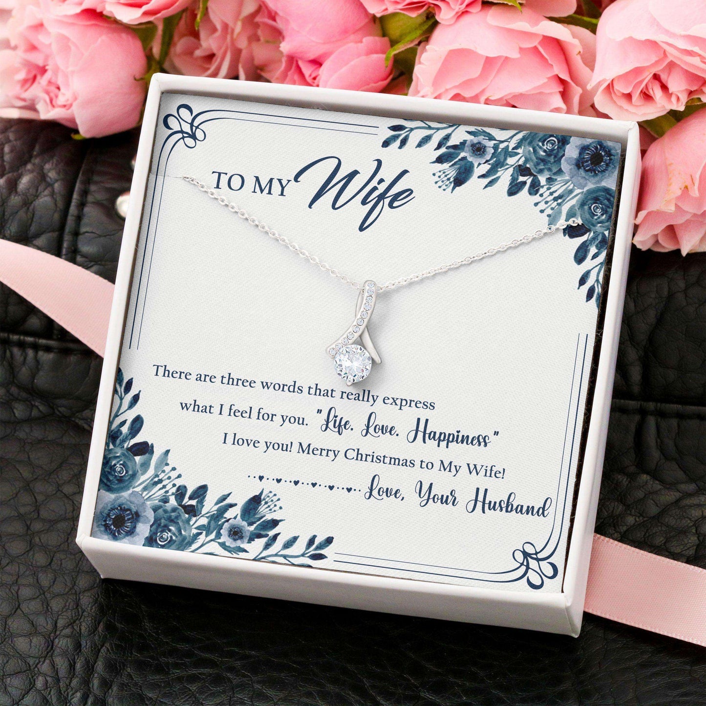 Wife Necklace, Alluring Beauty “ To My Wife Christmas Necklace Gifts For Karwa Chauth Rakva