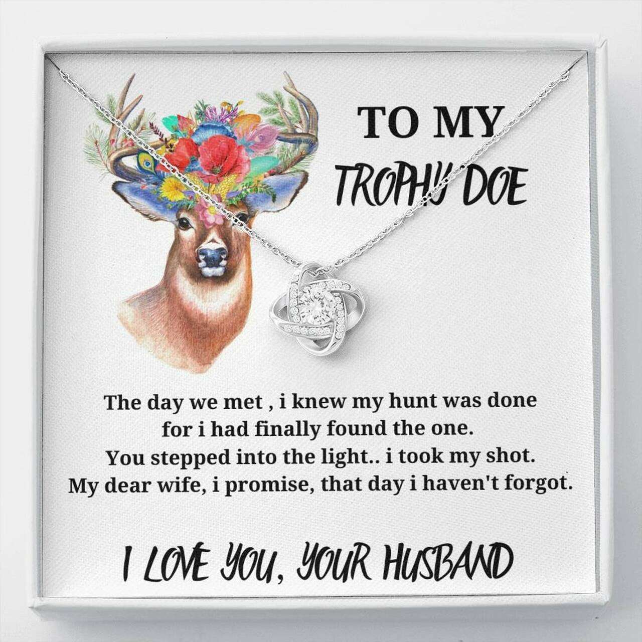 Wife Necklace, Anniversary Gift For Wife Deer Hunting To My Trophy Doe Necklace For Karwa Chauth Rakva