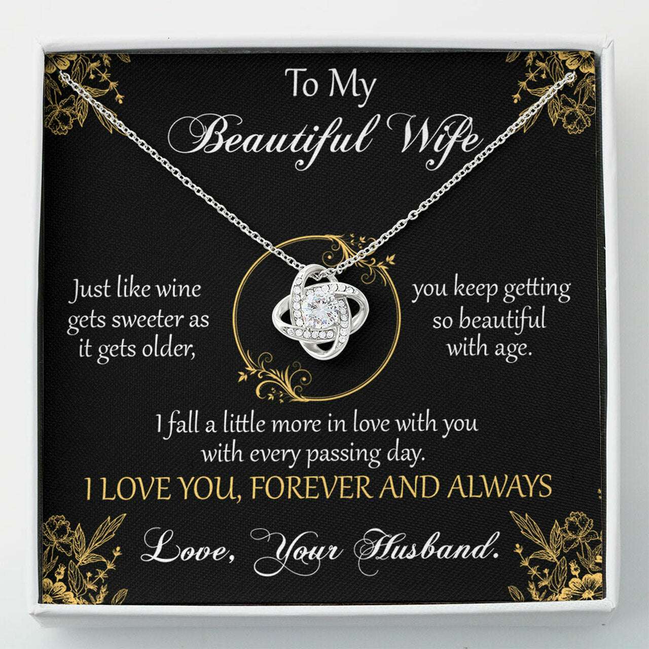 Wife Necklace, Anniversary Gift For Wife Romantic To My Beautiful Wife Necklace For Karwa Chauth Rakva