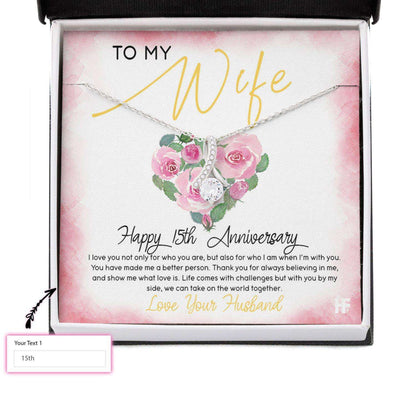 Wife Necklace, Anniversary Necklace: To My Wife Happy Anniversary, Custom Message Card For Karwa Chauth Rakva