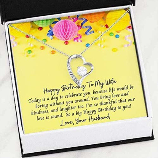 Wife Necklace, Birthday Gift To Wife “ Necklace For Wife “ Happy Birthday To My Wife Yellow Celebrate For Karwa Chauth Rakva