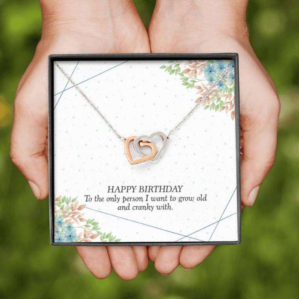 Wife Necklace, Birthday Necklace Gift To Wife “ Happy Birthday Old And Cranky For Karwa Chauth Rakva