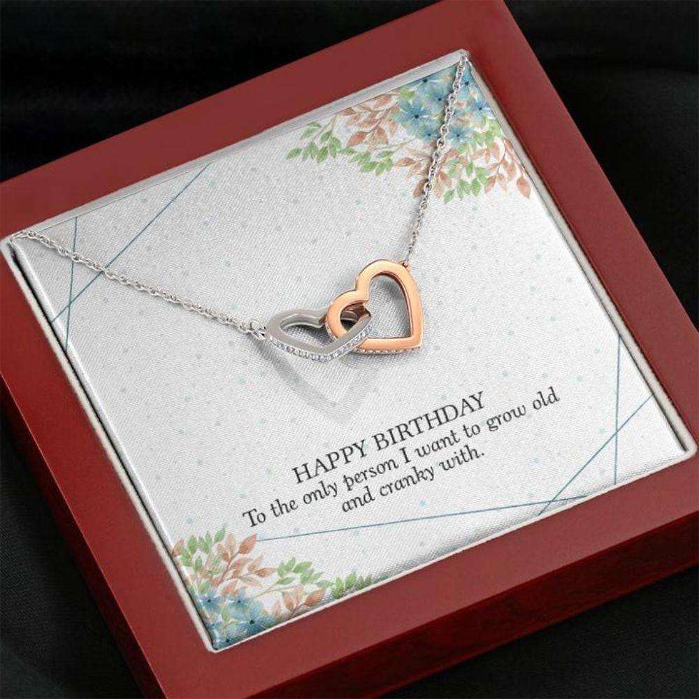 Wife Necklace, Birthday Necklace Gift To Wife “ Happy Birthday Old And Cranky For Karwa Chauth Rakva