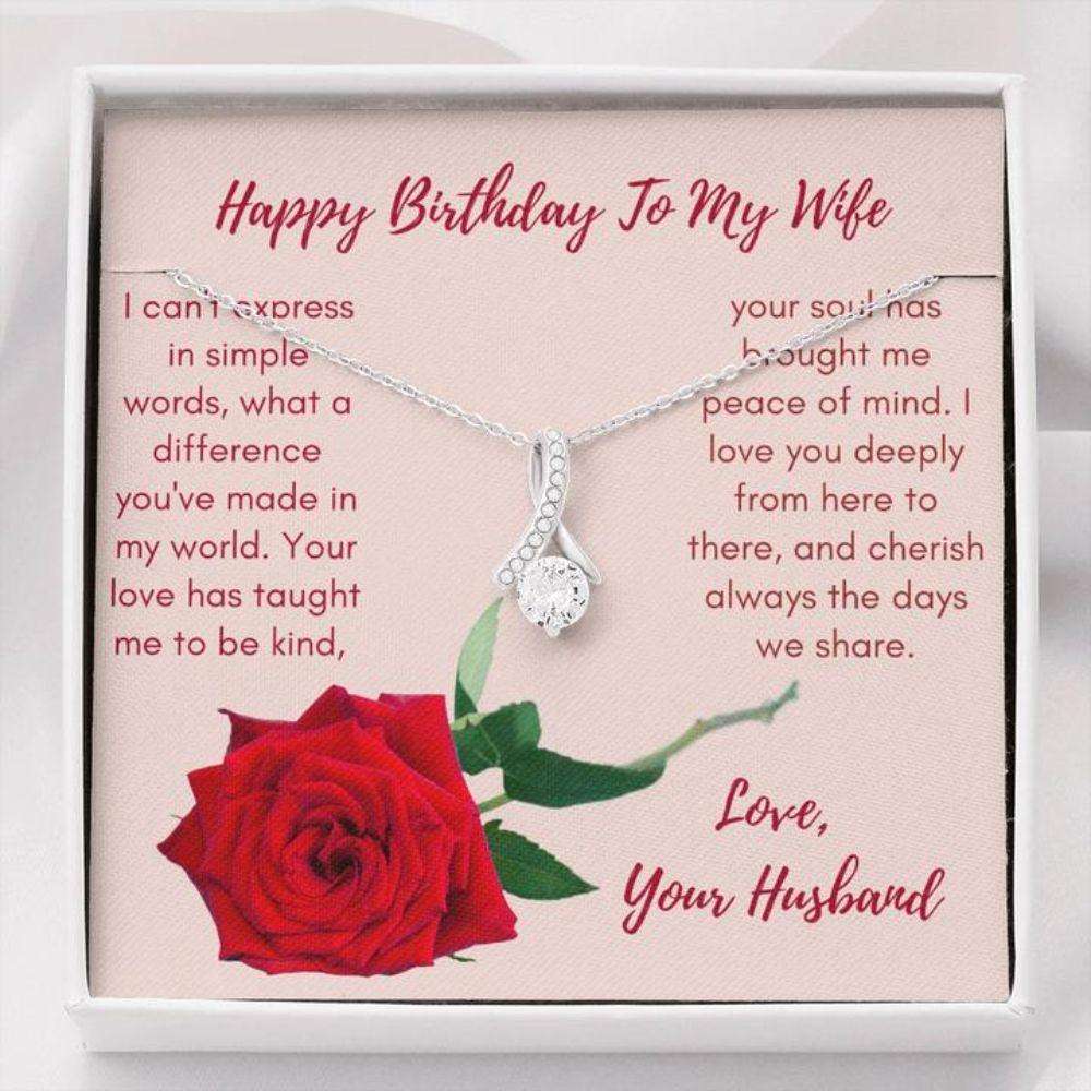 Wife Necklace, Birthday Necklace To Wife “ Necklace For Wife “ Gift Necklace Message Card Happy Birthday To Wife For Karwa Chauth Rakva