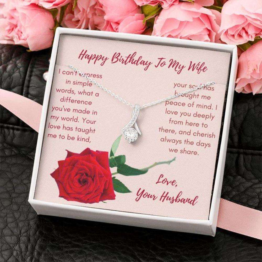 Wife Necklace, Birthday Necklace To Wife “ Necklace For Wife “ Gift Necklace Message Card Happy Birthday To Wife For Karwa Chauth Rakva