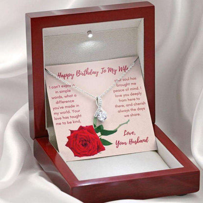 Wife Necklace, Birthday Necklace To Wife “ Necklace For Wife “ Gift Necklace Message Card Happy Birthday To Wife For Karwa Chauth Rakva