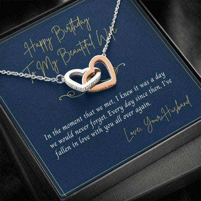 Wife Necklace, Birthday Necklace To Wife “ Necklace For Wife “ Gift Necklace Message Card “ To My Wife Happy Birthday For Karwa Chauth Rakva