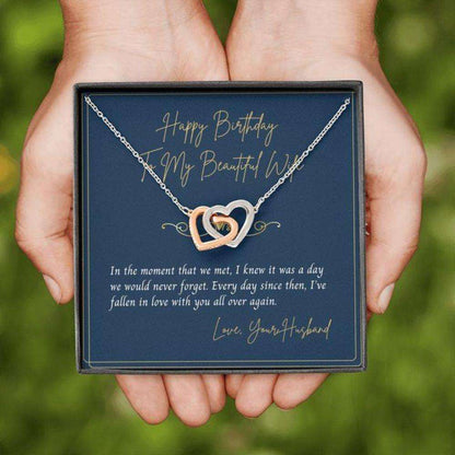 Wife Necklace, Birthday Necklace To Wife “ Necklace For Wife “ Gift Necklace Message Card “ To My Wife Happy Birthday For Karwa Chauth Rakva