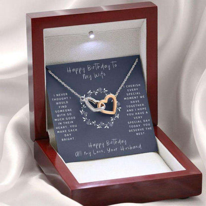 Wife Necklace, Birthday Necklace To Wife “ Necklace For Wife “ Happy Birthday To Wife “ Blue “ Interlocking Hearts For Karwa Chauth Rakva