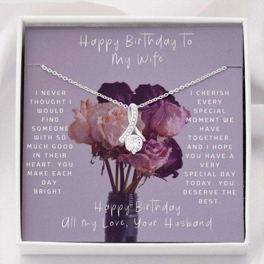 Wife Necklace, Birthday Necklace To Wife “ Necklace For Wife “ Happy Birthday To Wife “ Purple Flower For Karwa Chauth Rakva