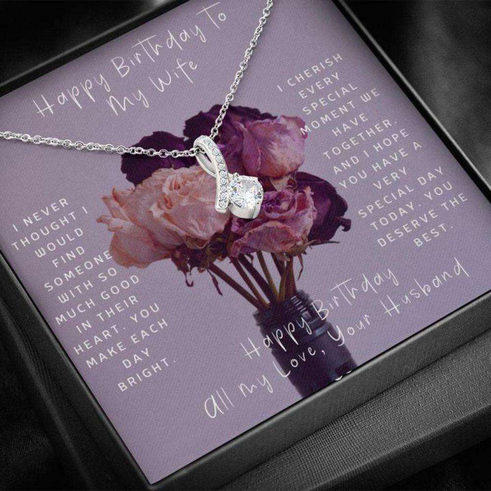 Wife Necklace, Birthday Necklace To Wife “ Necklace For Wife “ Happy Birthday To Wife “ Purple Flower For Karwa Chauth Rakva