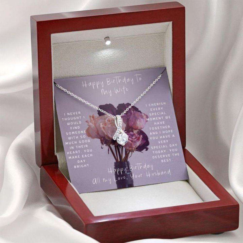 Wife Necklace, Birthday Necklace To Wife “ Necklace For Wife “ Happy Birthday To Wife “ Purple Flower For Karwa Chauth Rakva