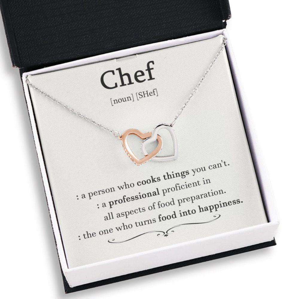 Wife Necklace, Chef Gift For Women, Chef Definition, Chef Interlocking Heart Necklace, For Chef Wife Gift, Gift For Chef, Cooking Gift For Her For Karwa Chauth Rakva