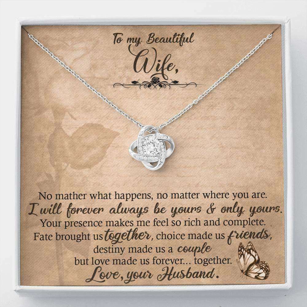 Wife Necklace Cubic Zirconia Love Knot Necklace Personalized Gift Anniversary For Karwa Chauth Rakva