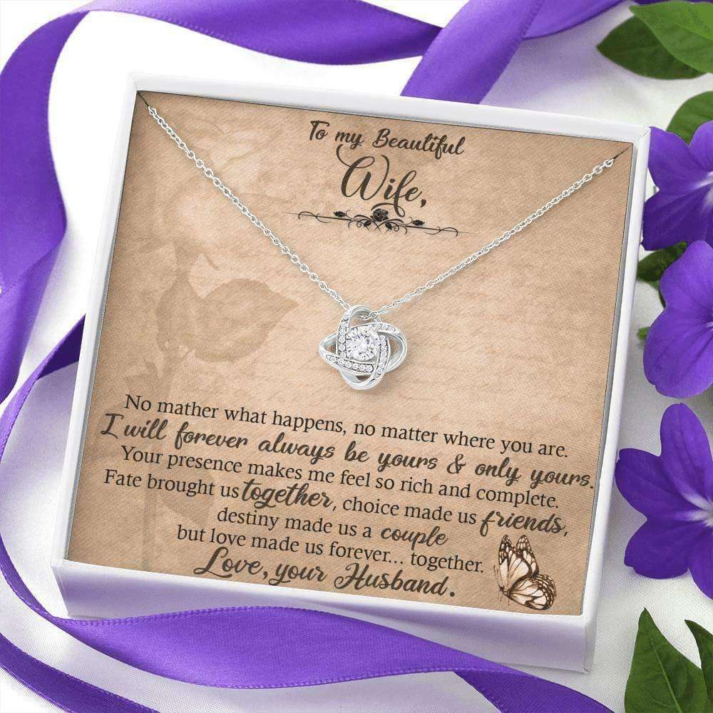 Wife Necklace Cubic Zirconia Love Knot Necklace Personalized Gift Anniversary For Karwa Chauth Rakva