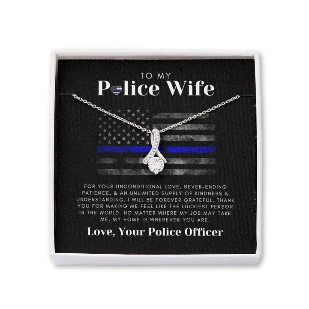 Wife Necklace, Cubic Zirconia Necklace Law Enforcement Wife Present, Christmas Necklace For Sheriff’S Or Leo Wife For Karwa Chauth Rakva