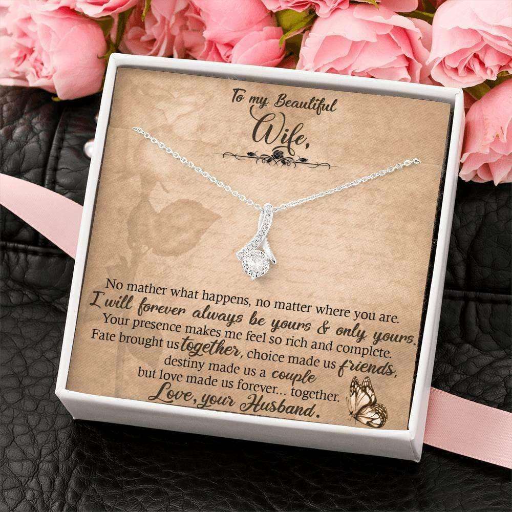 Wife Necklace Cubic Zirconia Pendant Necklace Personalized Gift Wife Birthday For Karwa Chauth Rakva