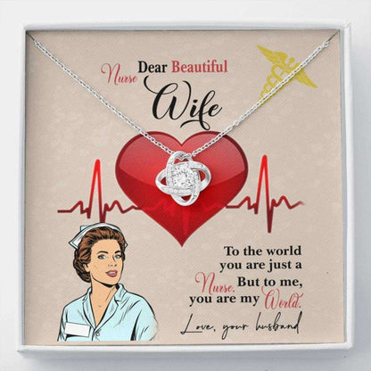 Wife Necklace, Dear Beautiful Nurse Wife Necklace With Message Card “ Gifts For Pregnant Nurse Wife “ Valentines Day Necklace For Karwa Chauth Rakva