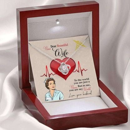 Wife Necklace, Dear Beautiful Nurse Wife Necklace With Message Card “ Gifts For Pregnant Nurse Wife “ Valentines Day Necklace For Karwa Chauth Rakva