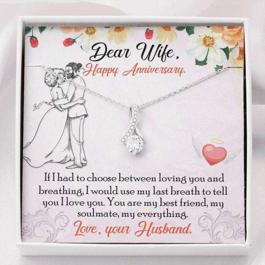 Wife Necklace, Dear Wife Breathing Alluring Beauty Necklace Anniversary Gift For Karwa Chauth Rakva