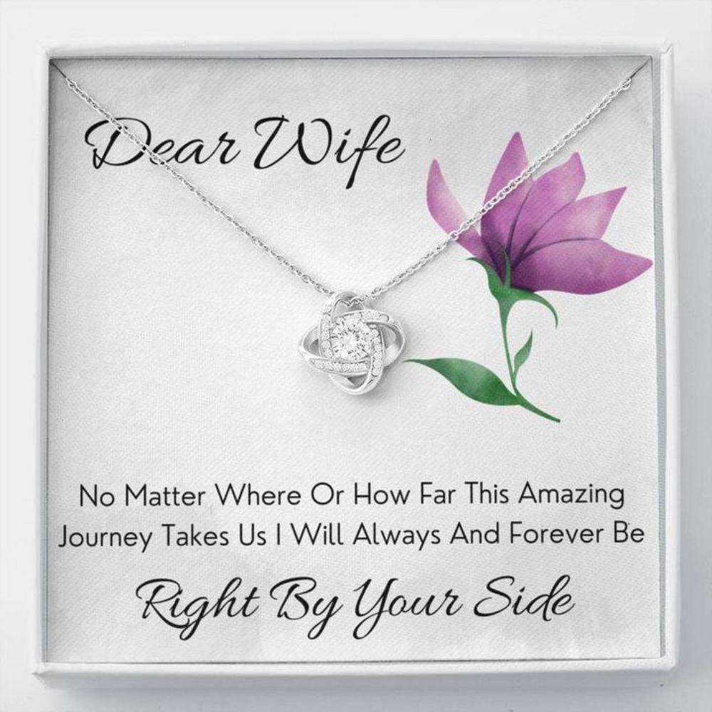 Wife Necklace, Dear Wife By Your Side Love Knot Necklace Gift For Karwa Chauth Rakva