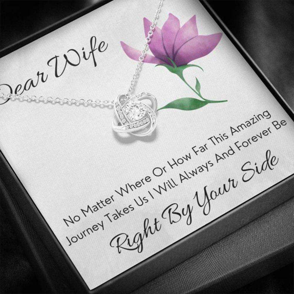 Wife Necklace, Dear Wife By Your Side Love Knot Necklace Gift For Karwa Chauth Rakva