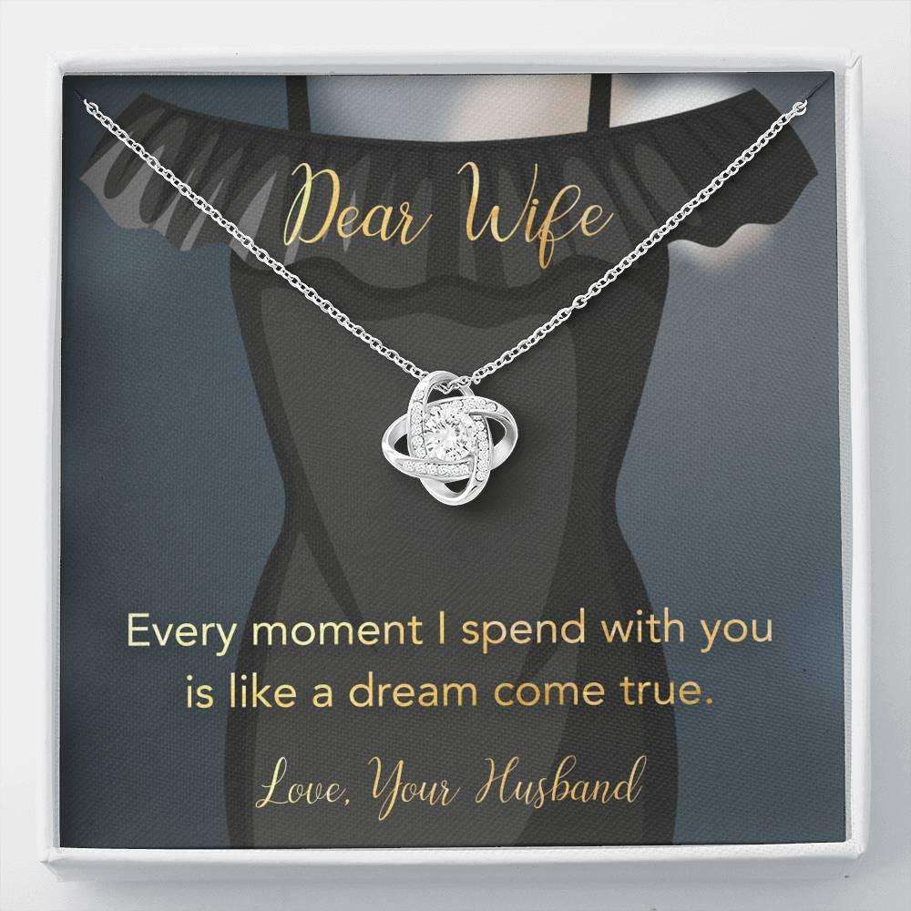 Wife Necklace, Dear Wife Every Moment Love Knot Necklace For Karwa Chauth Rakva