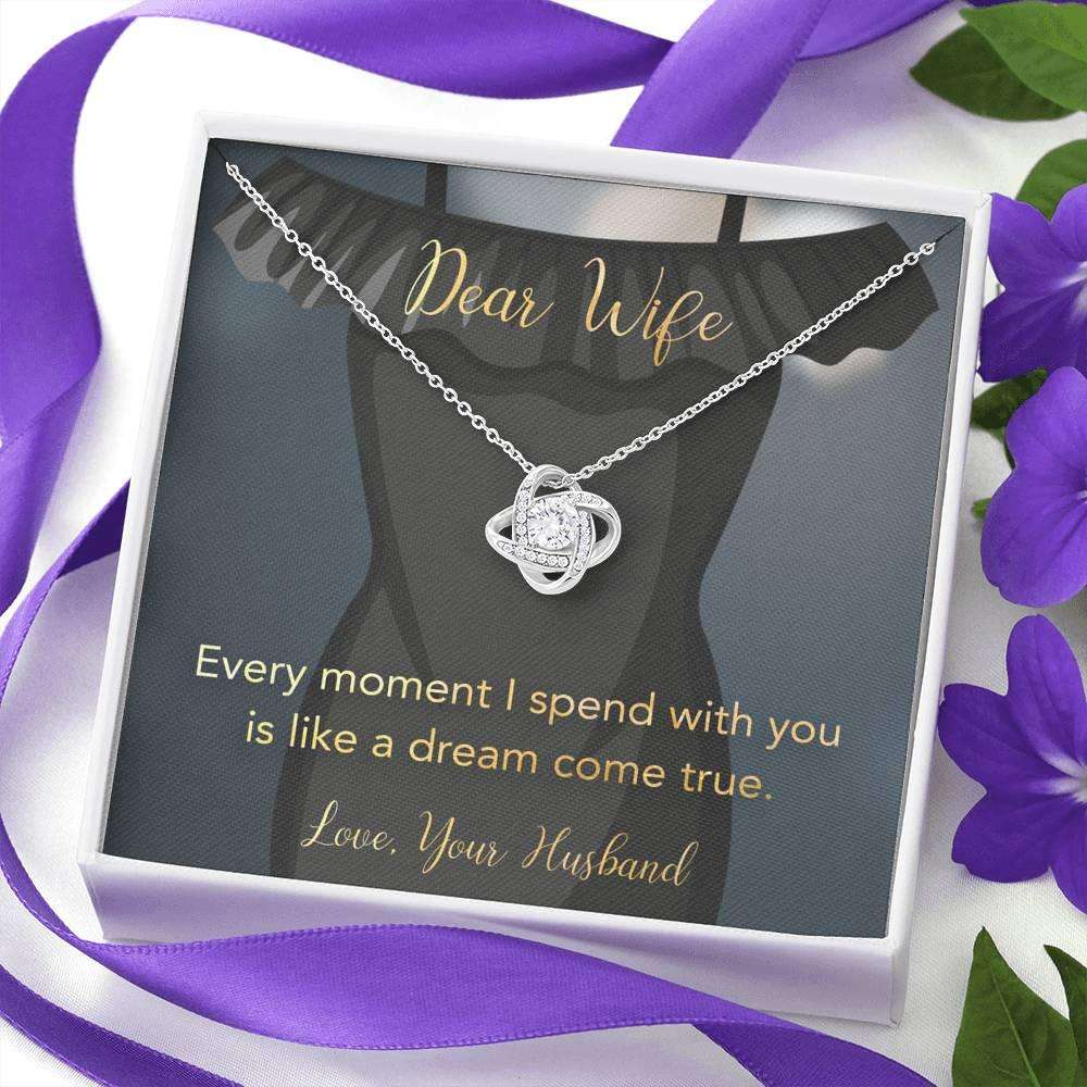 Wife Necklace, Dear Wife Every Moment Love Knot Necklace For Karwa Chauth Rakva