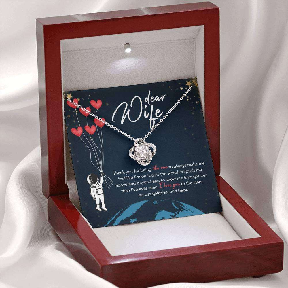 Wife Necklace, Dear Wife To The Stars Love Knot Necklace For Karwa Chauth Rakva