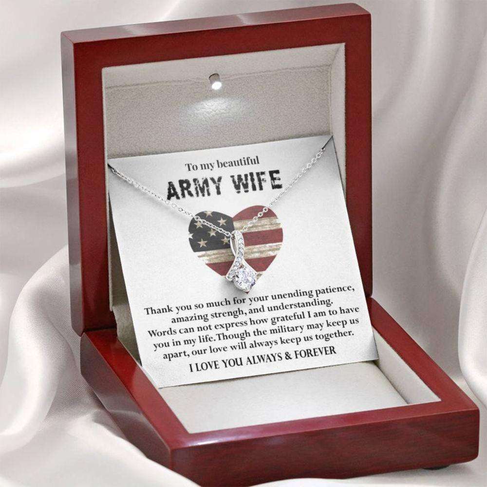 Wife Necklace, Deployment Gift For Military Wife, Army Wife Necklace, Gift From Husband To Wife, Navy Wife Gift For Karwa Chauth Rakva