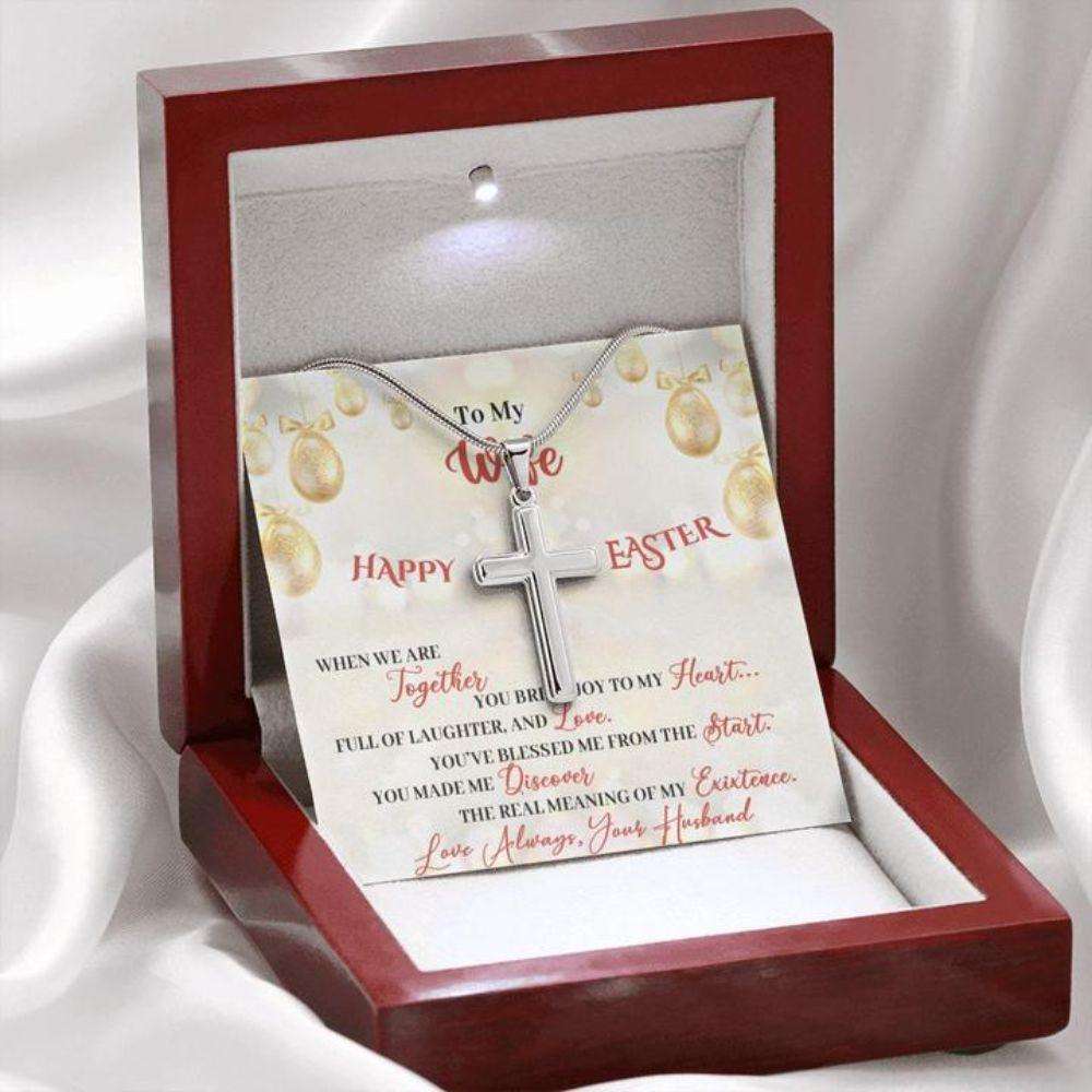 Wife Necklace, Easter Gift For Wife “ Cross Necklace For Wife “ Faithful Cross Necklace For Karwa Chauth Rakva