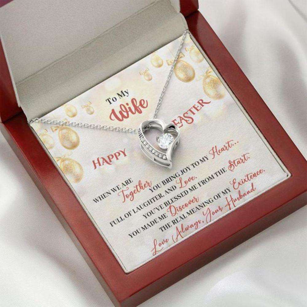 Wife Necklace, Easter Gift To Wife “ Easter Present Gift Necklace Message Card “ For Karwa Chauth Rakva