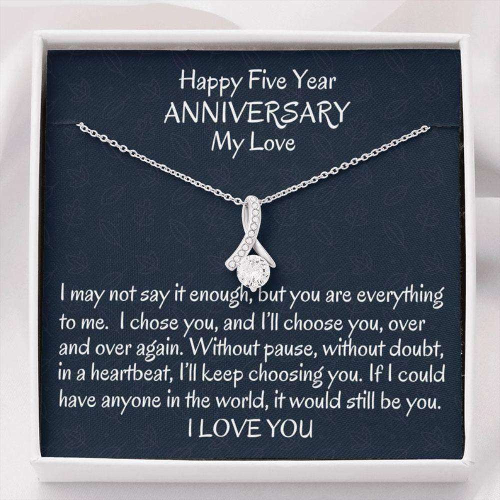 Wife Necklace, Fifth Wedding Anniversary Beautiful Wife Gift, Five Year Anniversary Necklace Gift For Her Anniversary For Karwa Chauth Rakva