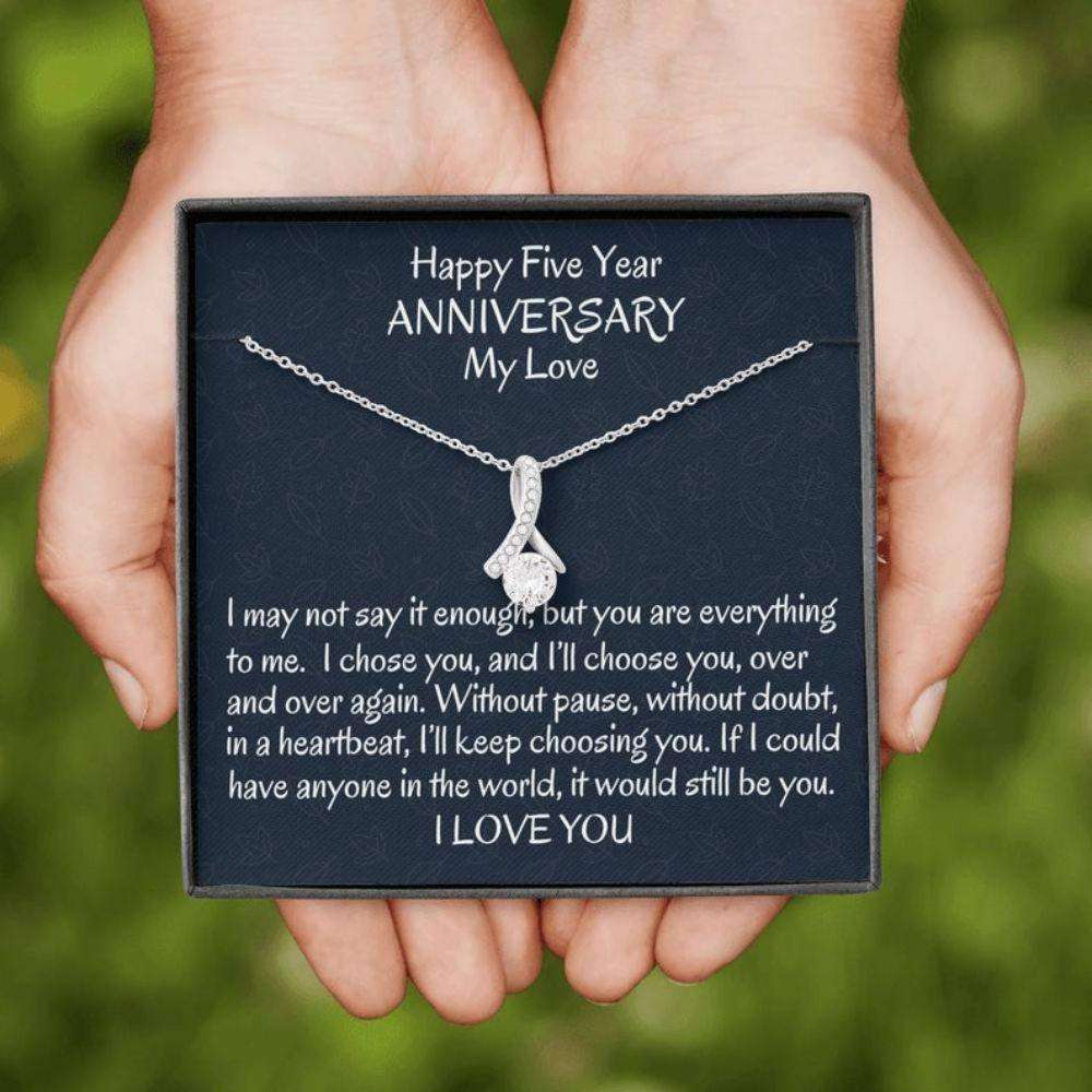 Wife Necklace, Fifth Wedding Anniversary Beautiful Wife Gift, Five Year Anniversary Necklace Gift For Her Anniversary For Karwa Chauth Rakva